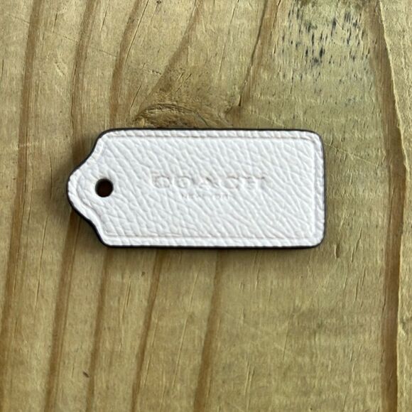 Coach Key Tag Coach | Bags | Coach Beige Creamleather Keychain Hanging Tag For Purse ...